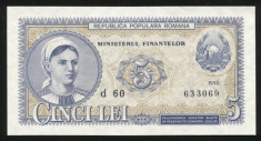 y863 ROMANIA 5 LEI 1952 serie albastra UNC NECIRCULATA foto