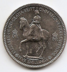 Marea Britanie 5 Shillings 1953 - Elizabeth II (Coronation) 38.61 mm KM-894 foto