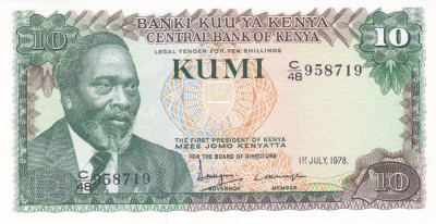 Bancnota Kenya 10 Shilingi 1978 - P16 UNC foto