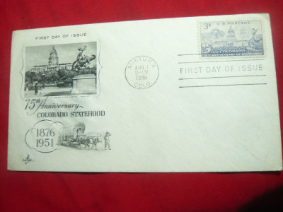 Plic FDC SUA - 75 Ani Colorado Statehood 1951 SUA foto