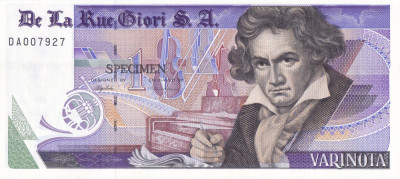 Bancnota test De la Rue Giori SPECIMEN - Ludwig van Beethoven foto