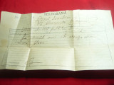 Telegrama trimisa cca 1939 din Ploiesti