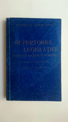 Repertoriul legislatiei R. S. R. in vigoare la 1 ianuarie 1989 - Legi si decrete foto