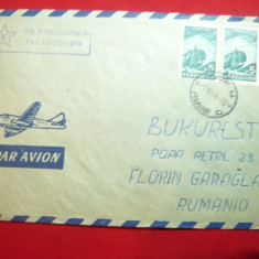 Plic Par Avion Bulgaria cu Antet Esperanto ,francat cu 2x5st 1964