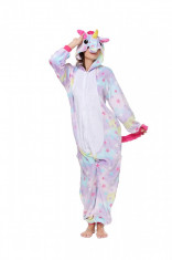PJM61-59 Pijama intreaga kigurumi, model unicorn cu stelute foto