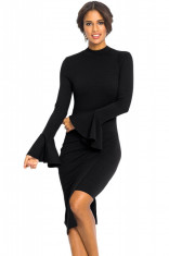 D649-1 Rochie midi tip bodycon, cu maneci lungi foto