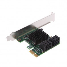 Adaptor PCI-e x1 -&amp;gt; 4 porturi SATA3 - se poate boota - SSD / HDD / DVD foto