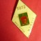 Insigna rombica - Protectia Muncii 1972 , metal si email ,h= 4cm