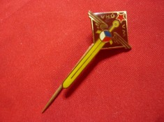 Insigna Militara Aviatie -Muzeul Militar Cehoslovacia , metal si email ,h= 3,5cm