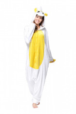 PJM55-29 Pijama intreaga kigurumi, model uncorn alb cu galben foto