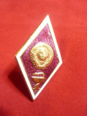 Insigna de Grad pt. Academia Militara Medicina URSS ,metal si email ,h=4,8cm foto