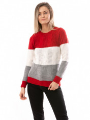 E843-232 Pulover casual in trei culori din material tricotat foto