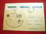 Plic special Esperanto Bulgaria 1964 ,francat cu 3 timbre Locomotive