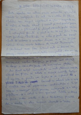 Text olograf pe 2 pagini A4 al lui Zambaccian, referitor la expozitia pictorului Luminita Costea foto