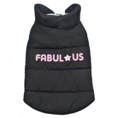 Vesta pentru caini S-Pets cu imprimeu &amp;amp;quot;fabulous&amp;amp;quot;, asigura confort termic, negru/roz, masura L foto