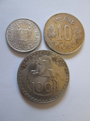 Lot 3 monede colectie:Suriname,Islanda,Cipru foto