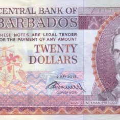 Bancnota Barbados 20 Dolari 2012 - P72 UNC ( comemorativa )