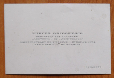 Carte de vizita a ziaristului Mircea Georgescu , din perioada interbelica foto