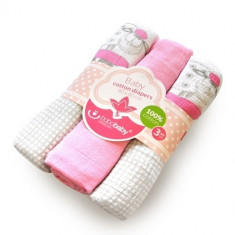 BoboBaby set 3 scutece textile 80x80 cm oite roz foto