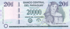 Bancnota Paraguay 20.000 Guaranies 2015 - P238 UNC foto