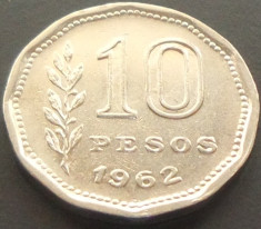 Moneda 10 PESOS - ARGENTINA, anul 1962 *cod 966 - EXCELENTA foto