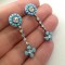 Cercei albastrii turcoaz-inox Placati cu argint TIBETAN vintage,pietre swarovski
