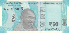 Bancnota India 50 Rupii 2017 - P111 UNC ( design nou ) foto