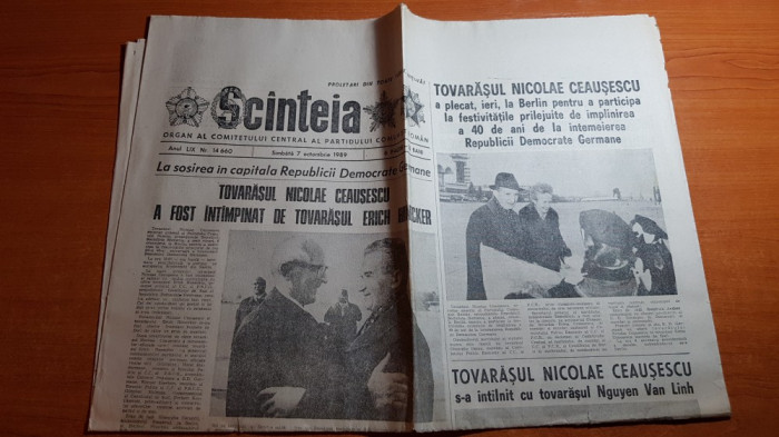 ziarul scanteia 7 octombrie 1989-vizita lui ceausescu la berlin