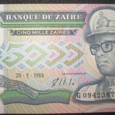 Zair : 5000 zaires 1988 . UNC ( bancnota necirculata)