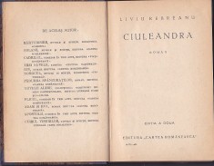 LIVIU REBREANU - CIULEANDRA ( 1928 EDITIA A II-A ) ( RELEGATA ) foto