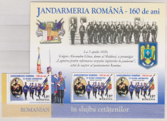 DB Romania 2010 Jandarmeria romana 160 ani serie + colita MNH foto
