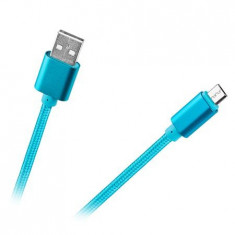 CABLU USB - MICRO USB NYLON ALBASTRU foto