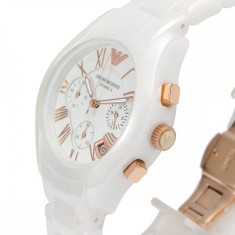 Ceas de Dama Emporio Armani AR 1417 Ceramica Chronograf White foto