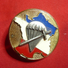 Insigna Militara Parasutisti Franta ,d=3,4cm ,metal si email, autor Y.Delsart