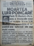Universul , 15 Oct. 1934 , Moartea lui Poincare , fostul presedinte francez