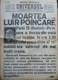 Universul , 15 Oct. 1934 , Moartea lui Poincare , fostul presedinte francez