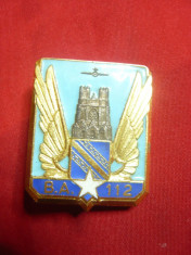 Insigna Militara Baza Aeriana Reims Franta ,d=3,5cm ,metal, email, autor Drago foto