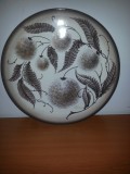 Farfurie placa mare aplica ceramica decor de perete handmade Germania semnat, mare, diametru 43 cm