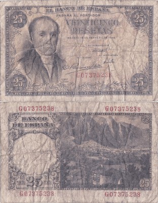 1946 (19 II), 25 pesetas (P-130a.1) - Spania! foto