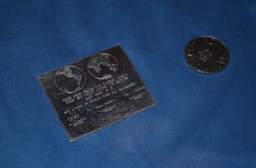 LINGOU ARGINT 999 - Lunar plaque Apollo 11 - July 1969 - Monnaie de Paris - 12g. foto