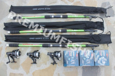 Set 3 Lansete Telescopice Tele Carp 3,9 Metri + 3 Mulinete Mifine Keen 4 Rulment foto