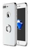 Husa iPhone 7 Plus / 8 Plus Elegance Luxury 3in1 Ring Silver, Protectie Completa, Anti-soc