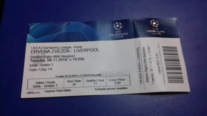 Bilet Steaua R. Belgrad - Liverpool