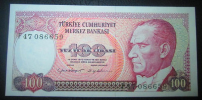 Turcia : 100 lire 1970 . UNC ( bancnota necirculata) foto