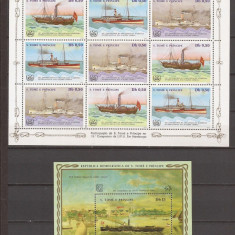 S. TOME E PRINCIPE 1984 NAVIGATIE VAPOARE ( bloc + colita dt.) MNH