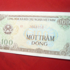 Bancnota 100 dongi Vietnam 1991 , cal. NC