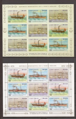 S. TOME E PRINCIPE 1984 NAVIGATIE VAPOARE( 2 blocuri dt. + ndt.) MNH foto