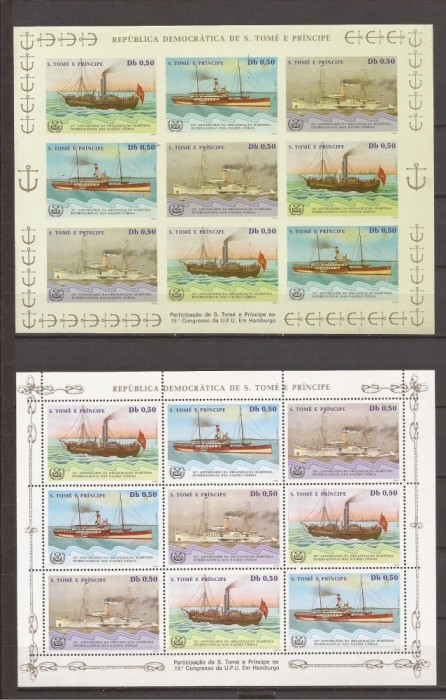 S. TOME E PRINCIPE 1984 NAVIGATIE VAPOARE( 2 blocuri dt. + ndt.) MNH