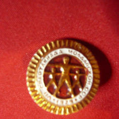 Insigna Spartakiada RSSR Moldova 1978 , metal si email , d=2cm