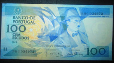 Portugalia : 100 escudos 1987 , UNC ( bancnota necirculata ) foto